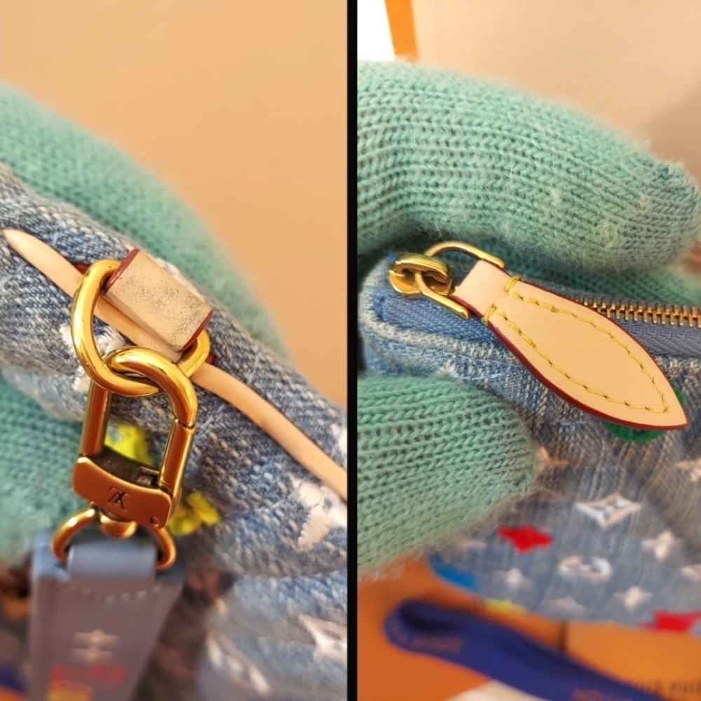 ✨️Like New . Authentic Louis Vuitton multicolor New Wave Denim wristlet pouch - Picture 15 of 17